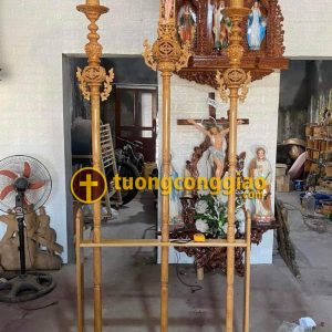 Bộ thánh giá nến cao bằng gỗ pơ mu