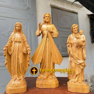 Bộ tượng bàn thờ Thiên Chúa bằng gỗ pơ mu