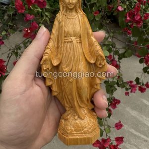 Tượng Đức Mẹ ban ơn bằng gỗ để ô tô cao 15cm