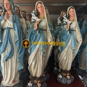 Tượng Đức Mẹ cầm hoa huệ cao 50cm
