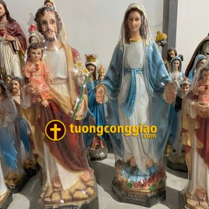 Tượng Thánh Giuse bế Chúa & Đức Mẹ ban ơn cao 1m