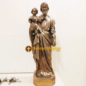 Tượng Thánh Giuse bế Chúa bằng đồng cao 55cm