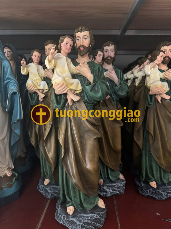 Tượng Thánh Giuse bế Chúa cao 50cm chất liệu polystone