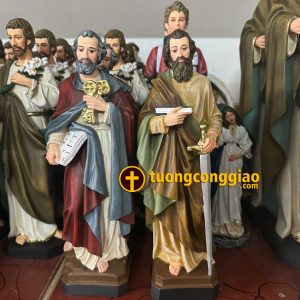 Tượng Thánh Phêrô và Phaolô cao 30cm chất liệu polystone vẽ tay