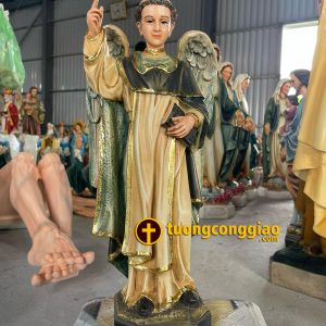 Tượng Thánh Vinh Sơn cao 40cm màu giả cổ sơn vẽ thủ công