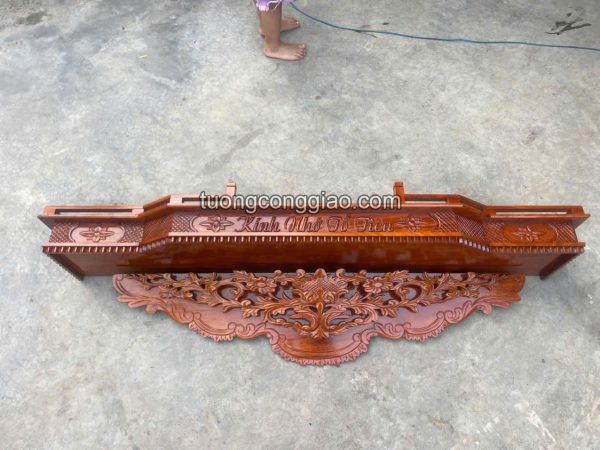 Bàn thờ gia tiên Công giáo bằng gỗ gõ 140x30cm