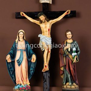 Bộ Tượng Đức Mẹ ban ơn, Thánh Giuse công nhân, Chúa chịu nạn cao 50cm