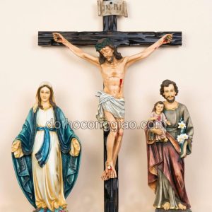 Bộ tượng đức mẹ ban ơn, thánh giuse bế chúa, tượng chúa chịu nạn cao 50cm