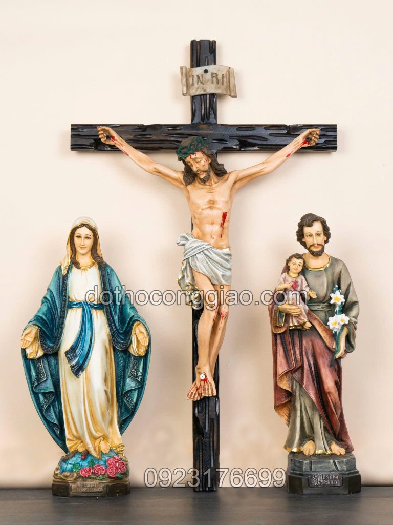 Bộ tượng đức mẹ ban ơn, thánh giuse bế chúa, tượng chúa chịu nạn cao 50cm Bộ tượng đức mẹ ban ơn, thánh giuse bế chúa, tượng chúa chịu nạn cao 50cm