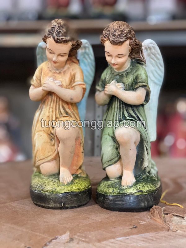Đôi tượng thiên thần vẽ tay thủ công cao 25cm