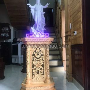 Kệ đặt tượng Đức Mẹ dạng tủ đứng kích thước 50x50x110cm bằng gỗ pơ mu