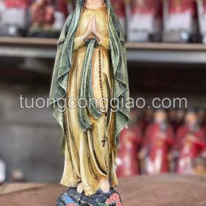 Tượng Đức Mẹ Lộ Đức cao 40cm màu giả cổ sơn vẽ thủ công