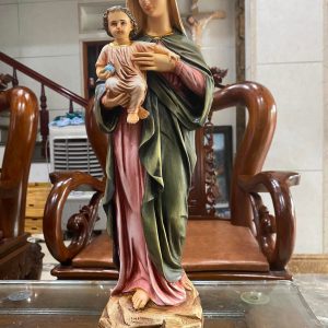 Tượng Đức Mẹ bế Chúa cao 30cm bằng composite vẽ tay 02