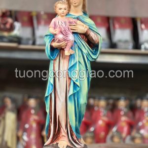Tượng Đức Mẹ bế Chúa cao 30cm bằng composite vẽ tay