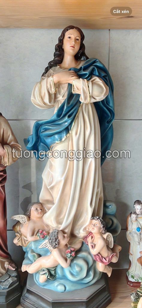 Tượng Đức Mẹ hồn xác lên trời cao 1m3 chất liệu composite sơn thường