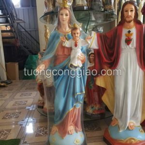 Tượng Đức Mẹ mân côi và tượng Chúa kitô vua cao 100cm