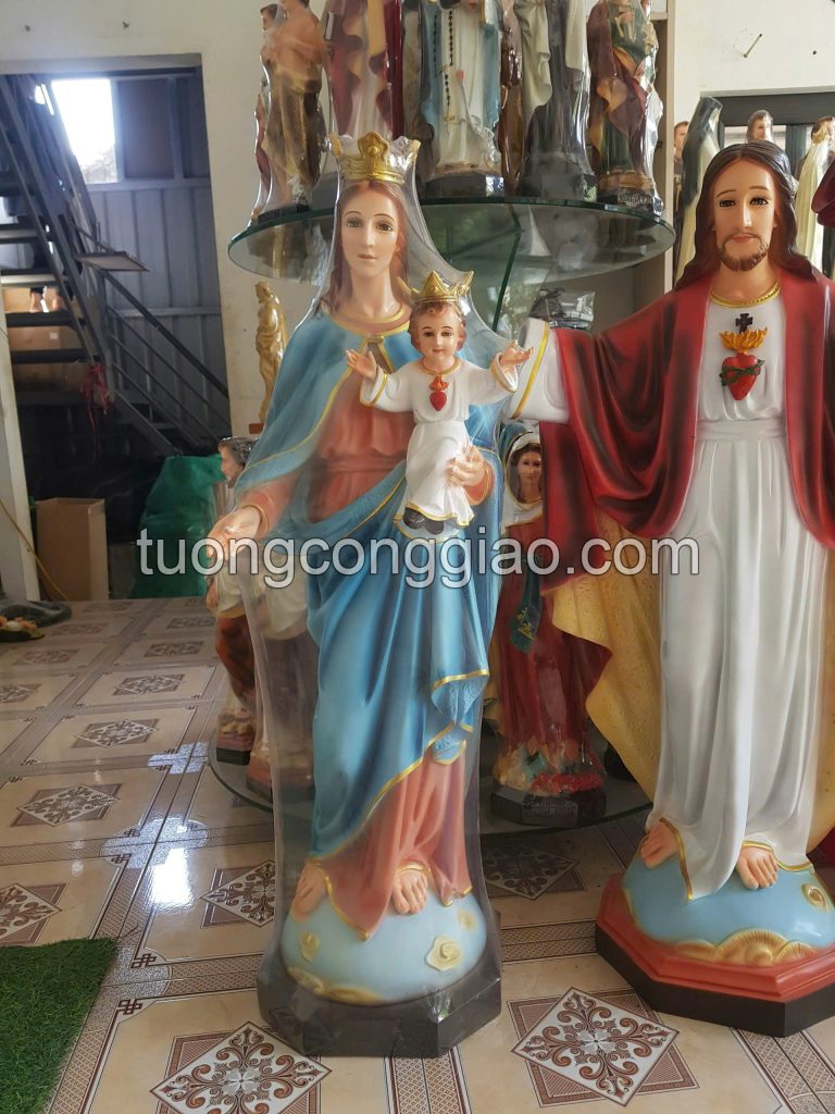 Tượng Đức Mẹ mân côi và tượng Chúa kitô vua cao 100cm Tượng Đức Mẹ mân côi và tượng Chúa kitô vua cao 100cm