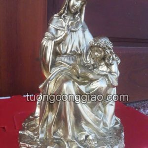 Tượng Đức Mẹ và Chúa con bằng đồng 30cm