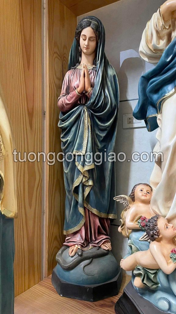Tượng Đức Mẹ vô nhiêm cao 120cm vẽ màu giả cổ Tượng Đức Mẹ vô nhiêm cao 120cm vẽ màu giả cổ