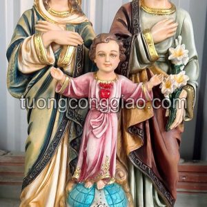 Tượng Gia Đình Thánh Gia cao 50cm màu giả cổ sơn vẽ thủ công