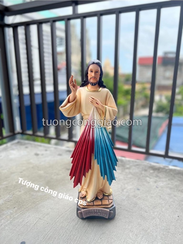 Tượng Lòng Chúa thương xót cao 40 cm bằng composite sơn vẽ thủ công Tượng Lòng Chúa thương xót cao 40 cm bằng composite sơn vẽ thủ công