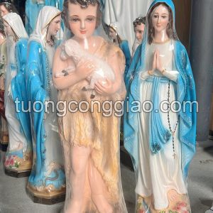 Tượng Thánh Gioan baotixita và tượng Đức Mẹ Lộ Đức cao 50cm