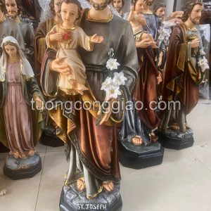 Tượng Thánh Giuse bế Chúa cao 80cm chất liệu composite vẽ tay