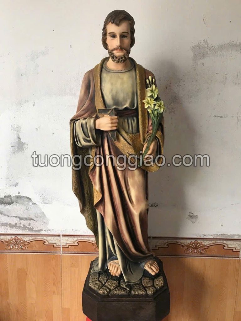 Tượng Thánh Giuse cao 100cm màu giả cổ sơn vẽ thủ công