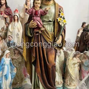 Tượng Thánh Giuse cao 1m2 màu giả cổ sơn vẽ thủ công