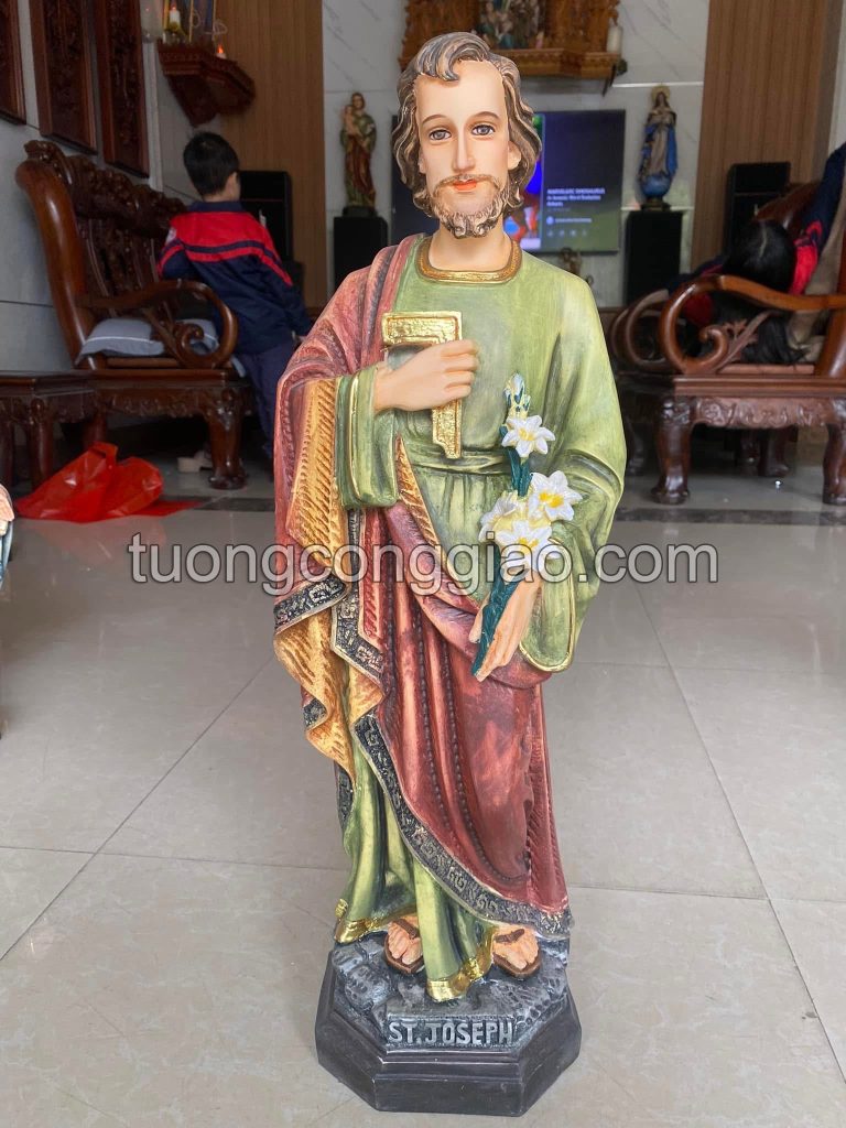 Tượng Thánh Giuse cao 50cm màu giả cổ sơn vẽ thủ công