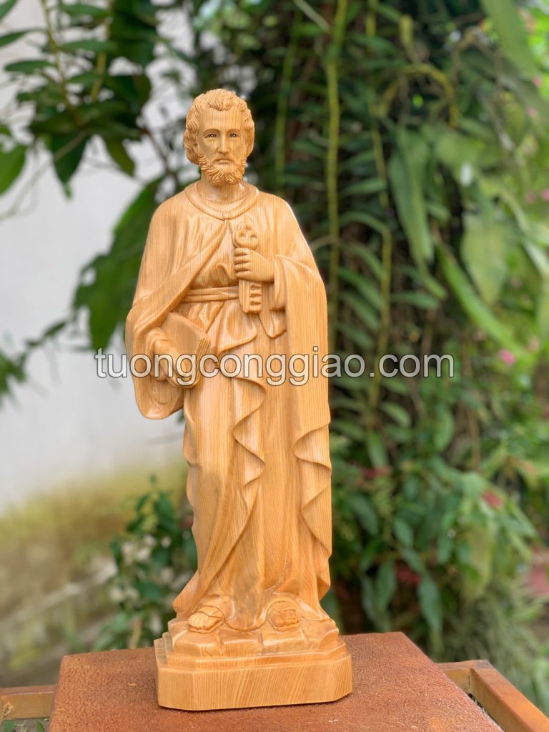 Tượng Thánh Phêrô cao 50cm bằng gỗ pơ mu