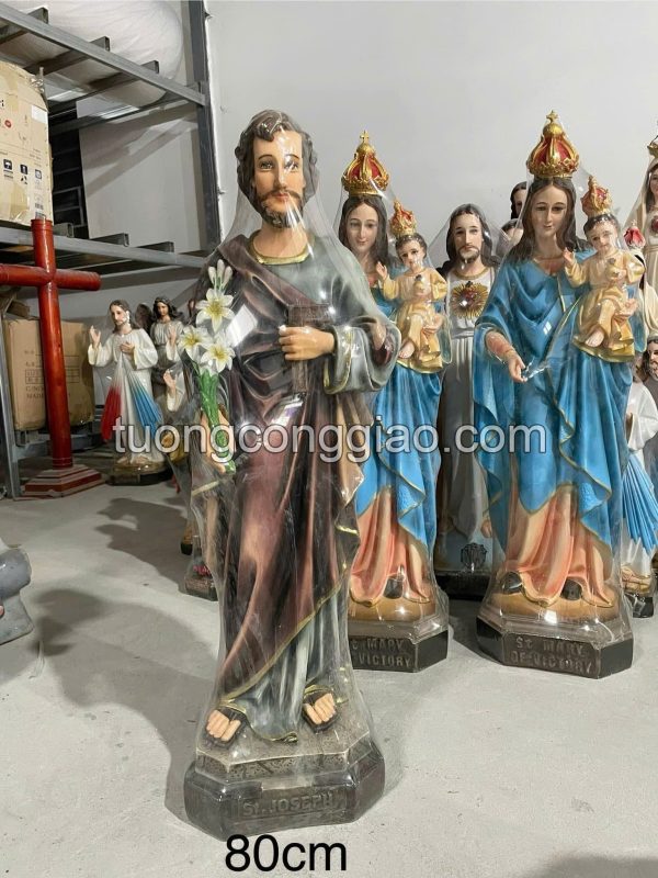 Tượng thánh Giuse 80cm sơn vẽ thủ công
