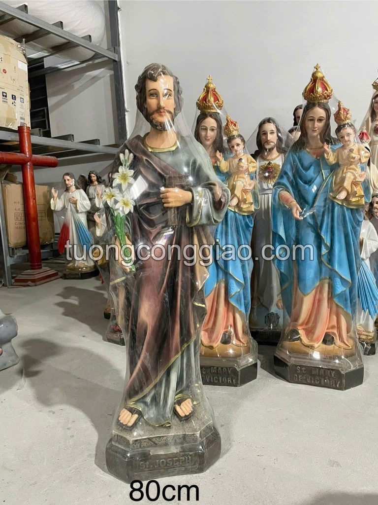 Tượng thánh Giuse 80cm sơn vẽ thủ công