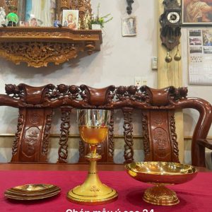 Chén Thánh mẫu Ý cao 24cm cốc bạc đĩa đồng