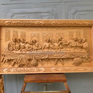 Tranh bữa tiệc ly bằng gỗ pơ mu kích thước 100x200cm