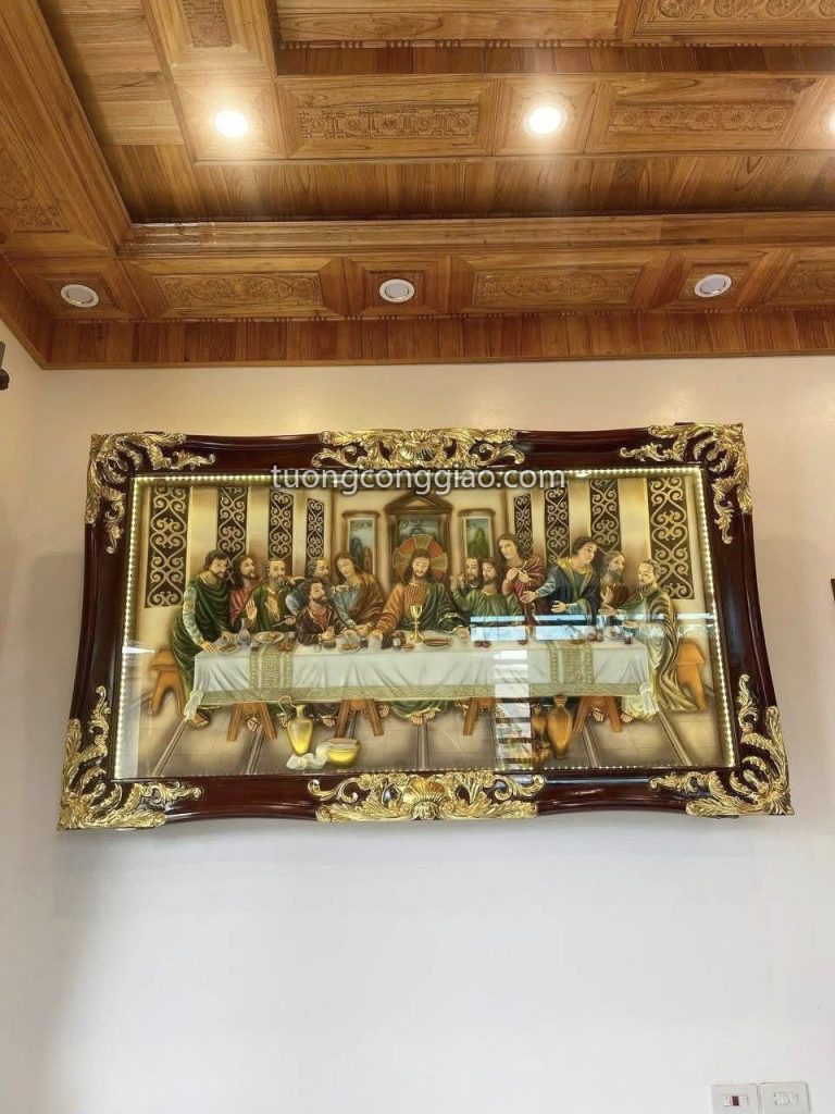 Tranh bữa tiệc ly composite khung gỗ kích thước 190x90cm