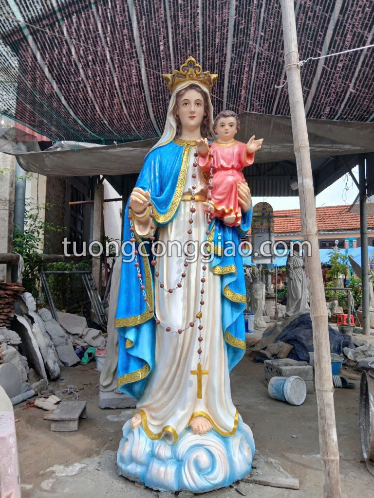 Tượng Đức Mẹ mân côi bằng xi măng để ngoài trời cao 2m Tượng Đức Mẹ mân côi bằng xi măng để ngoài trời cao 2m
