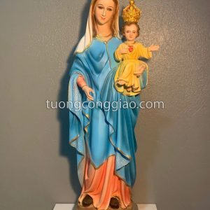 Tượng Đức Mẹ mân côi cao 50cm bằng composite sơn thường
