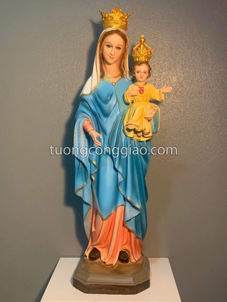 Tượng Đức Mẹ mân côi cao 50cm bằng composite sơn thường