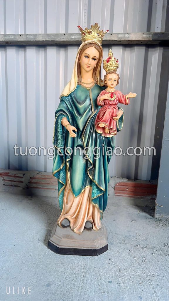 Tượng Đức Mẹ mân côi cao 50cm bằng composite vẽ màu thủ công Tượng Đức Mẹ mân côi cao 50cm bằng composite vẽ màu thủ công