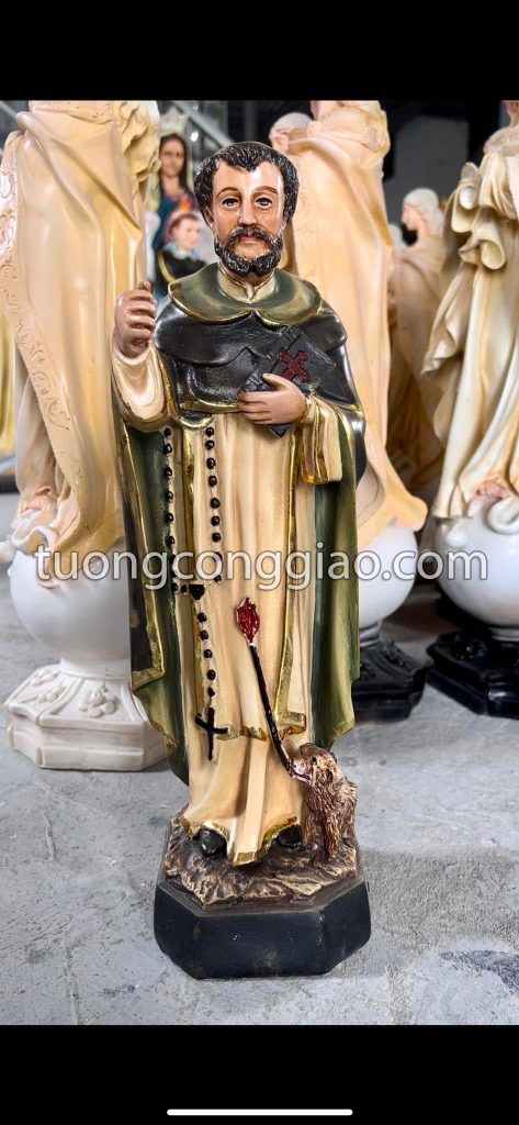 Tượng Thánh Đa Minh cao 40cm sơn màu giả cổ Tượng Thánh Đa Minh cao 40cm sơn màu giả cổ