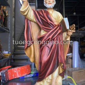 Tượng Thánh Phêrô cao 40cm màu giả cổ sơn vẽ thủ công