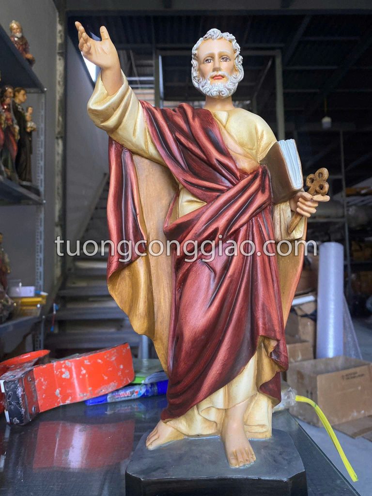 Tượng Thánh Phêrô cao 40cm màu giả cổ sơn vẽ thủ công Tượng Thánh Phêrô cao 40cm màu giả cổ sơn vẽ thủ công