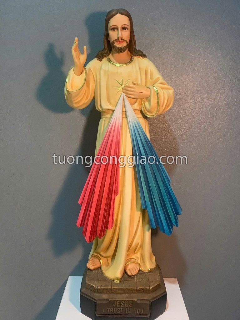Tượng lòng Chúa thương cao 50cm vẽ màu giả cổ Tượng lòng Chúa thương cao 50cm vẽ màu giả cổ