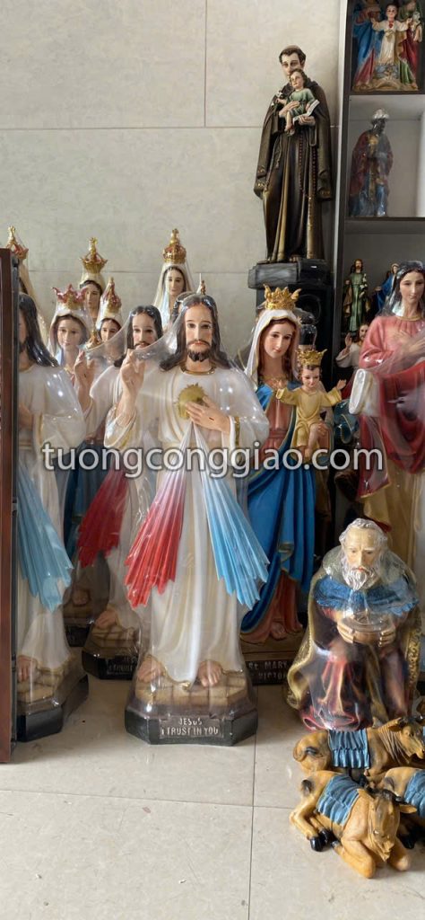 Tượng lòng Chúa thương xót cao 1m2 bằng composite 02 Tượng lòng Chúa thương xót cao 1m2 bằng composite 02