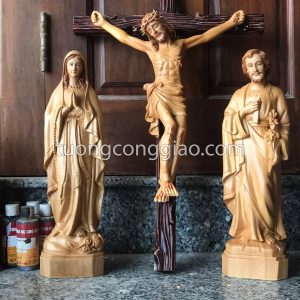 Bộ tượng gỗ Công giáo Ba Đấng cao 40cm