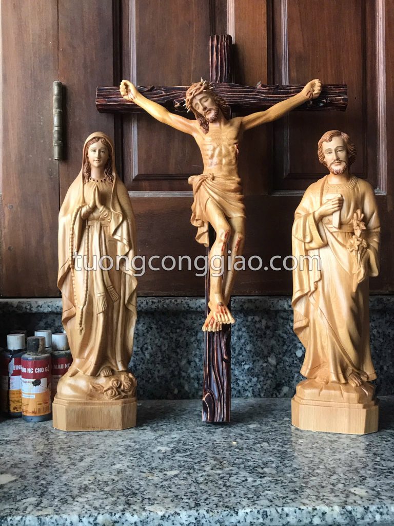 Bộ tượng gỗ Công giáo Ba Đấng cao 40cm Bộ tượng gỗ Công giáo Ba Đấng cao 40cm