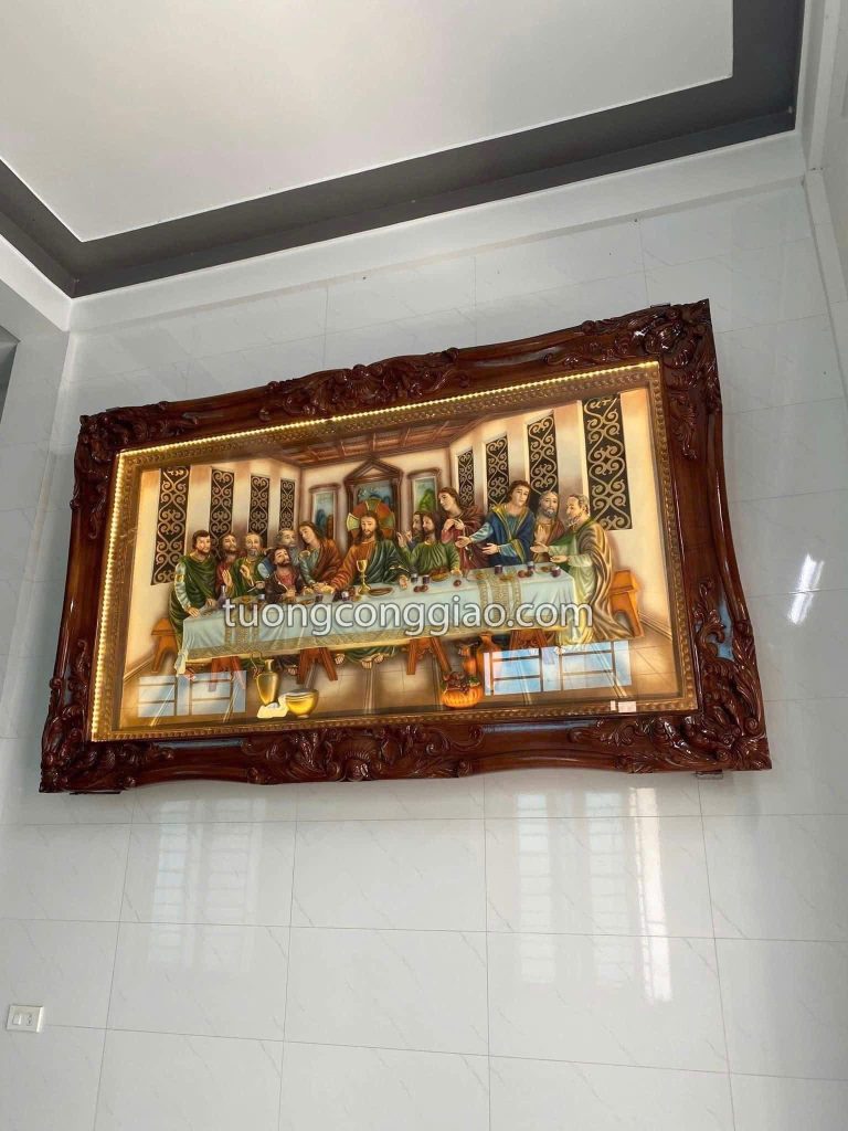 Tranh phù điêu bữa tiệc ly bằng composite, khung gỗ 90x190cm