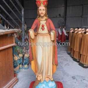 Tượng Chúa Kitô vua màu giả cổ vẽ thủ công cao 50cm