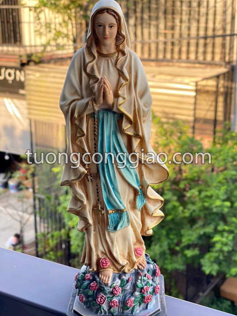 Tượng Đức Mẹ Lộ Đức cao 50cm vẽ giả cổ
